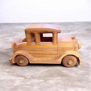 Vintage Wooden Model A Car 1979 Ol’ Tyme Toys by Gayle Anderson Handmade Oak